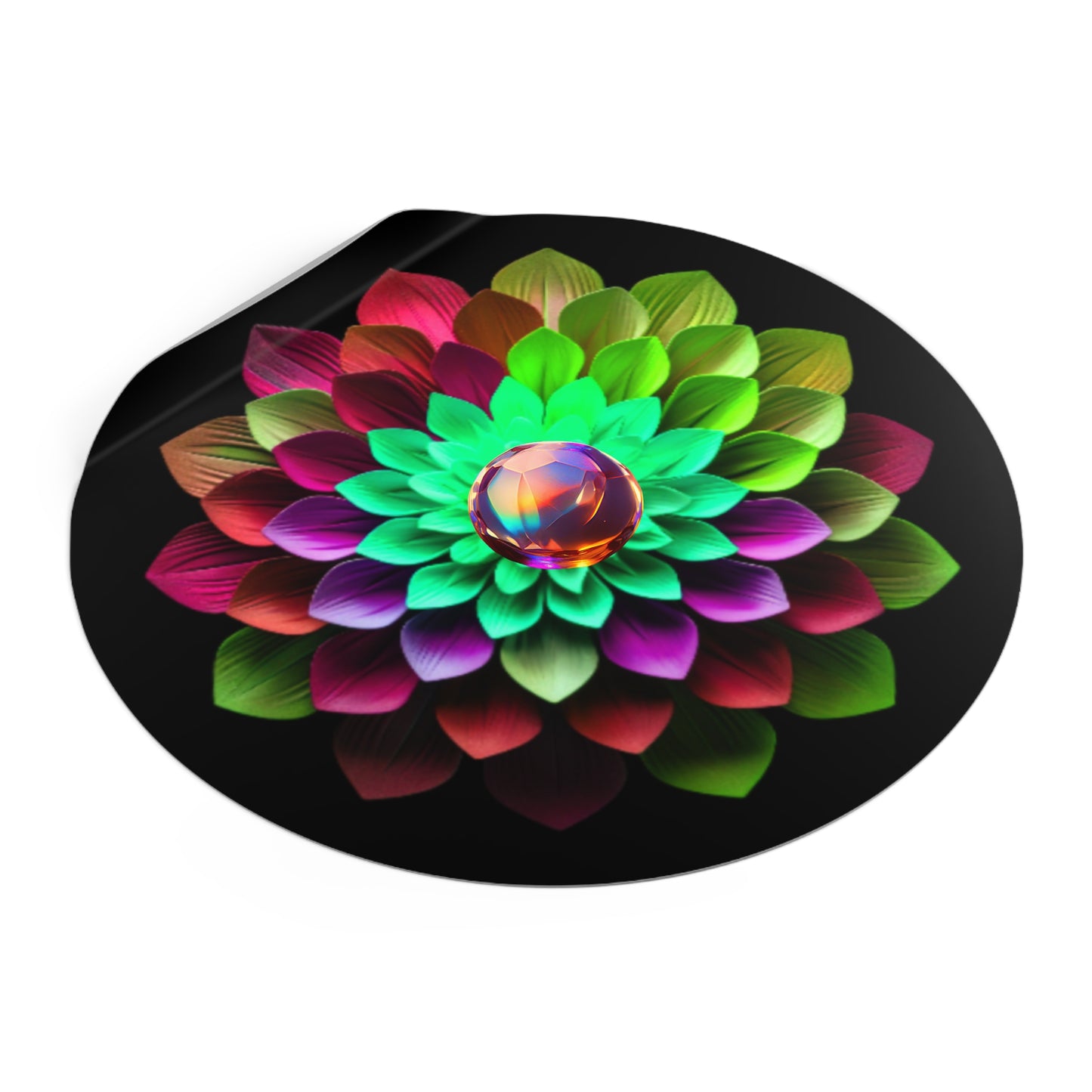 All of the colors flower - Round Vinyl Stickers