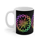 Rainbow Mandala on Black Background - Ceramic Mug 11oz