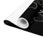 White Flower Outline on Black Foam Yoga Mat