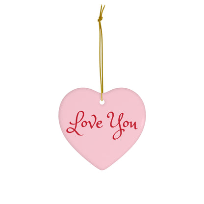 Valentine - Pink Heart Ceramic Ornament,