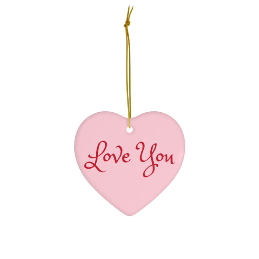 Valentine - Pink Heart Ceramic Ornament,