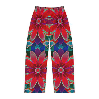 Red, Blue, and Green Flowered Women's Pants