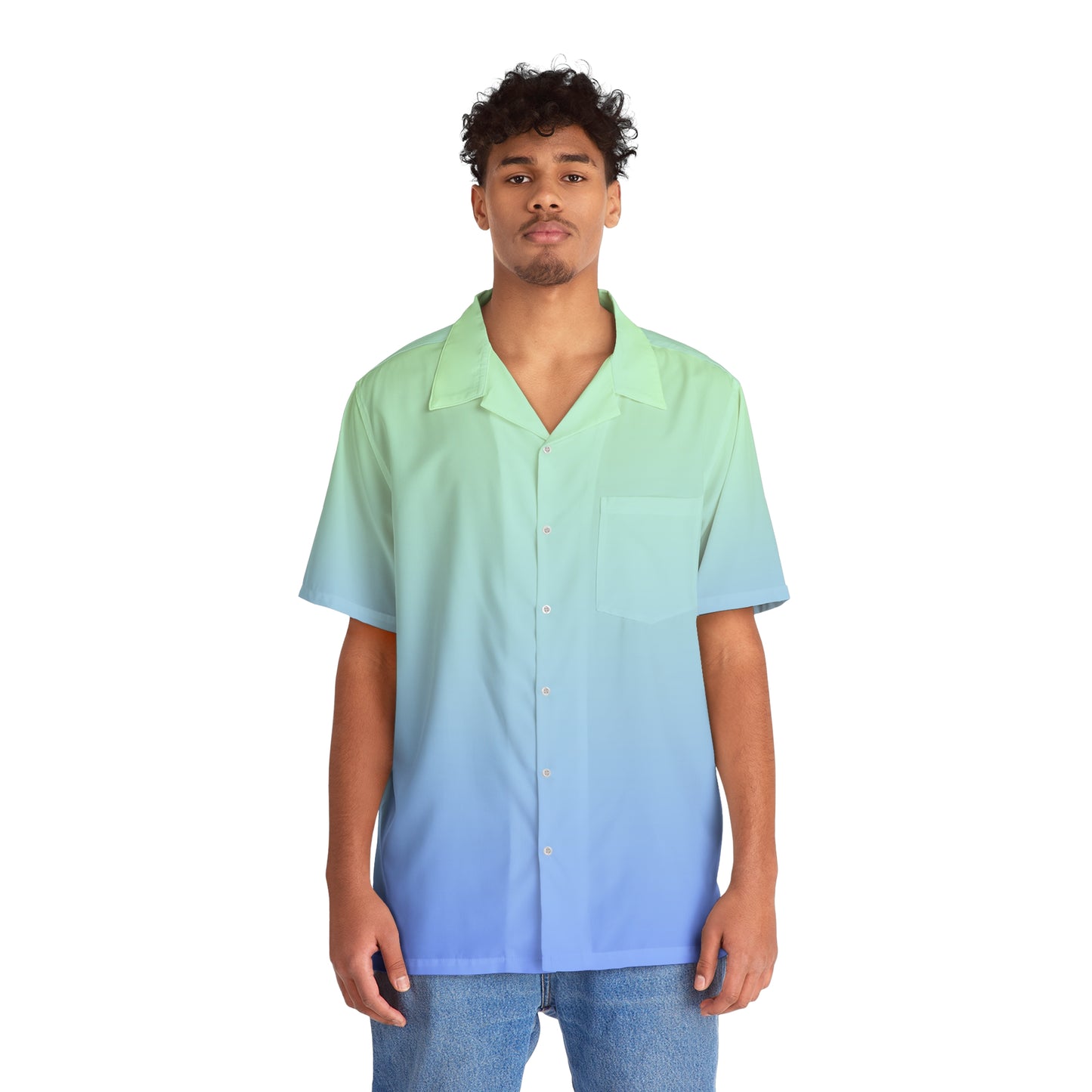 Blue Green Gradient Button Up Shirt