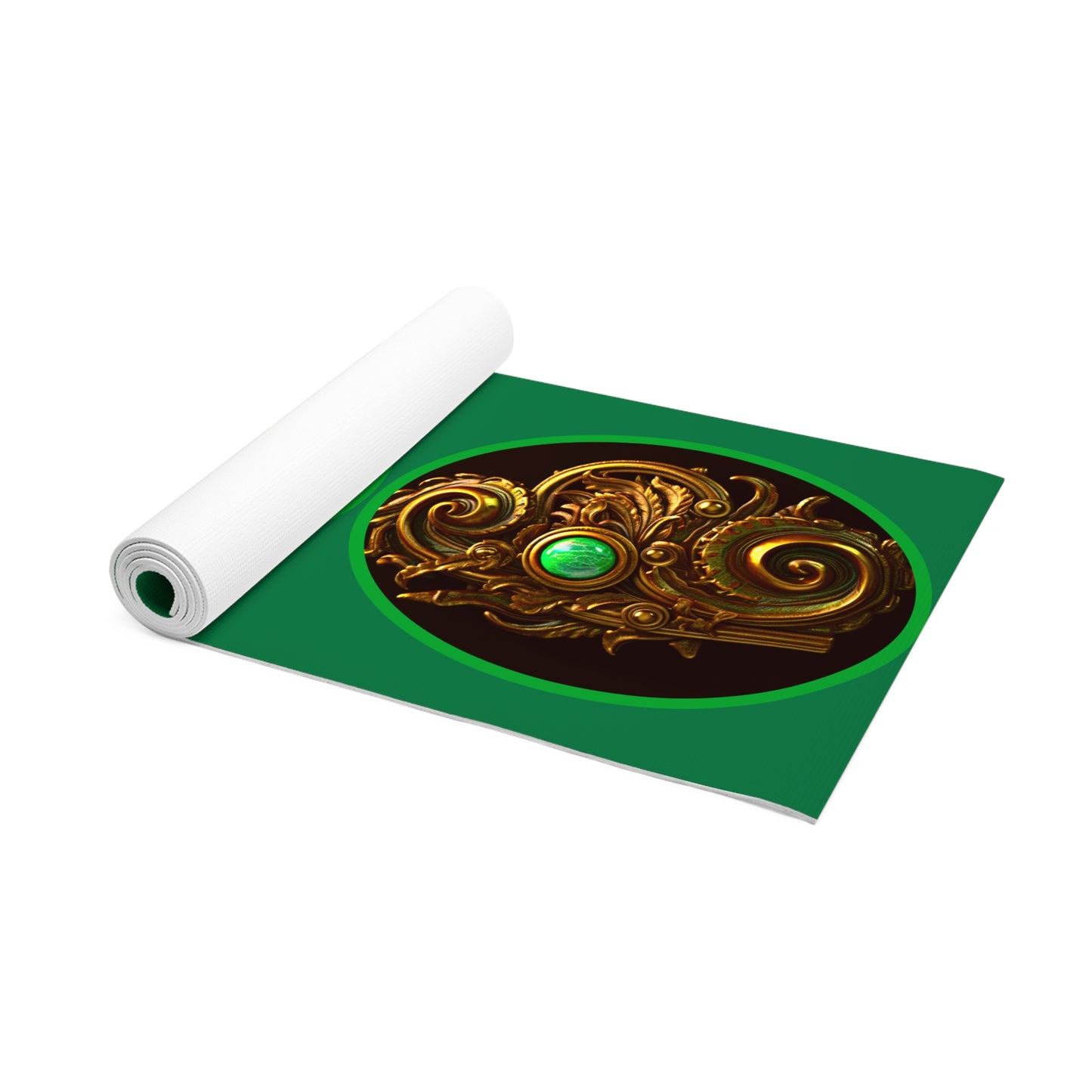 Gold and Jade Medallions - Foam Yoga Mat