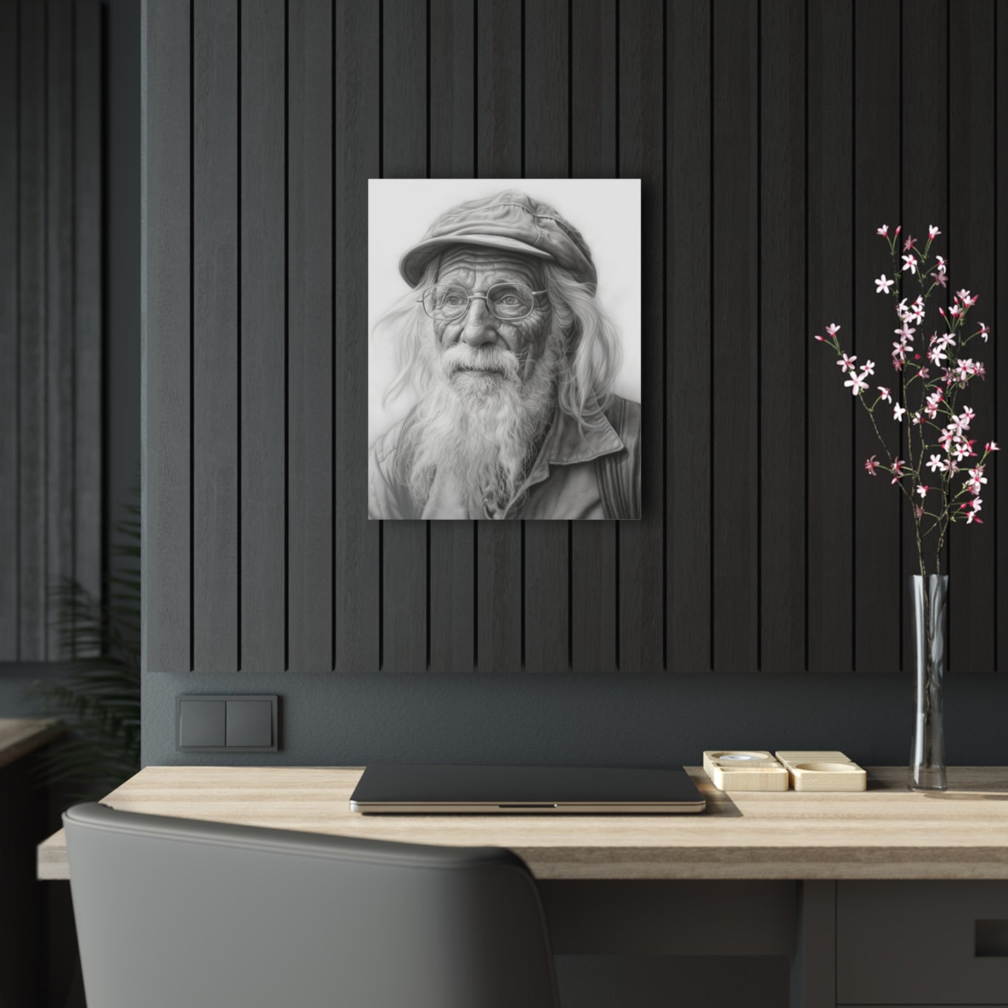 Grandad with a Long Beard and Hair - Acrylic Prints