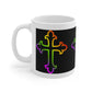 Rainbo Cross Outline - Ceramic Mug 11oz