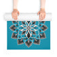 Black, White, and Blue Flowers - Foam Yoga Mat