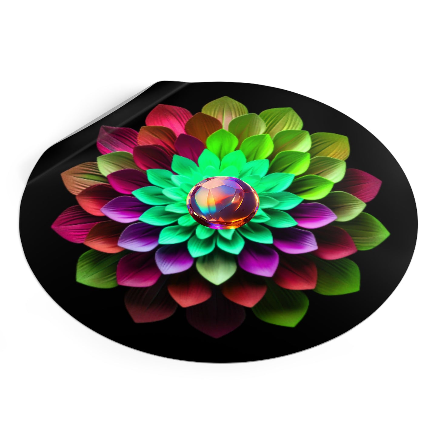 All of the colors flower - Round Vinyl Stickers