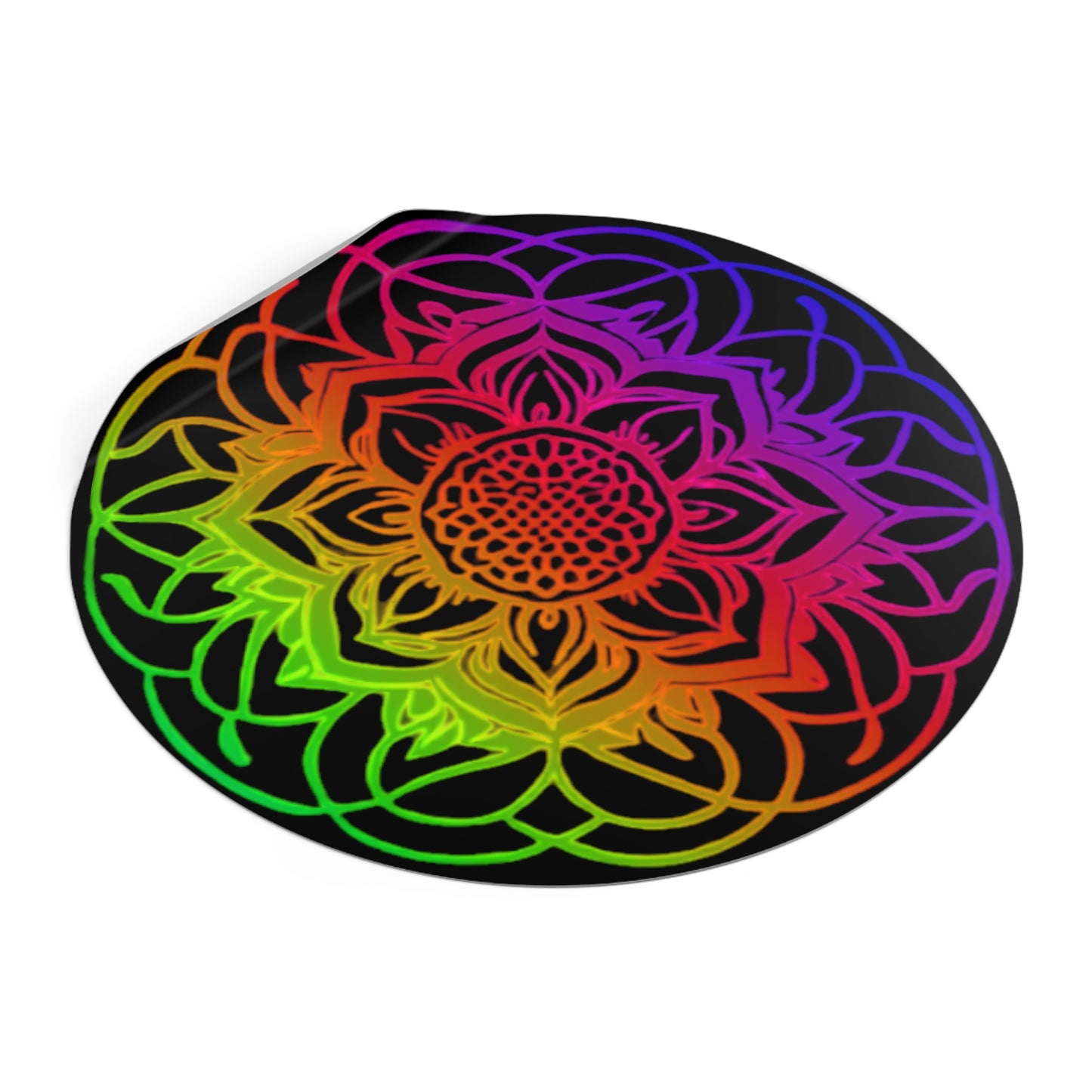 Rainbow Mandala - Round Vinyl Stickers
