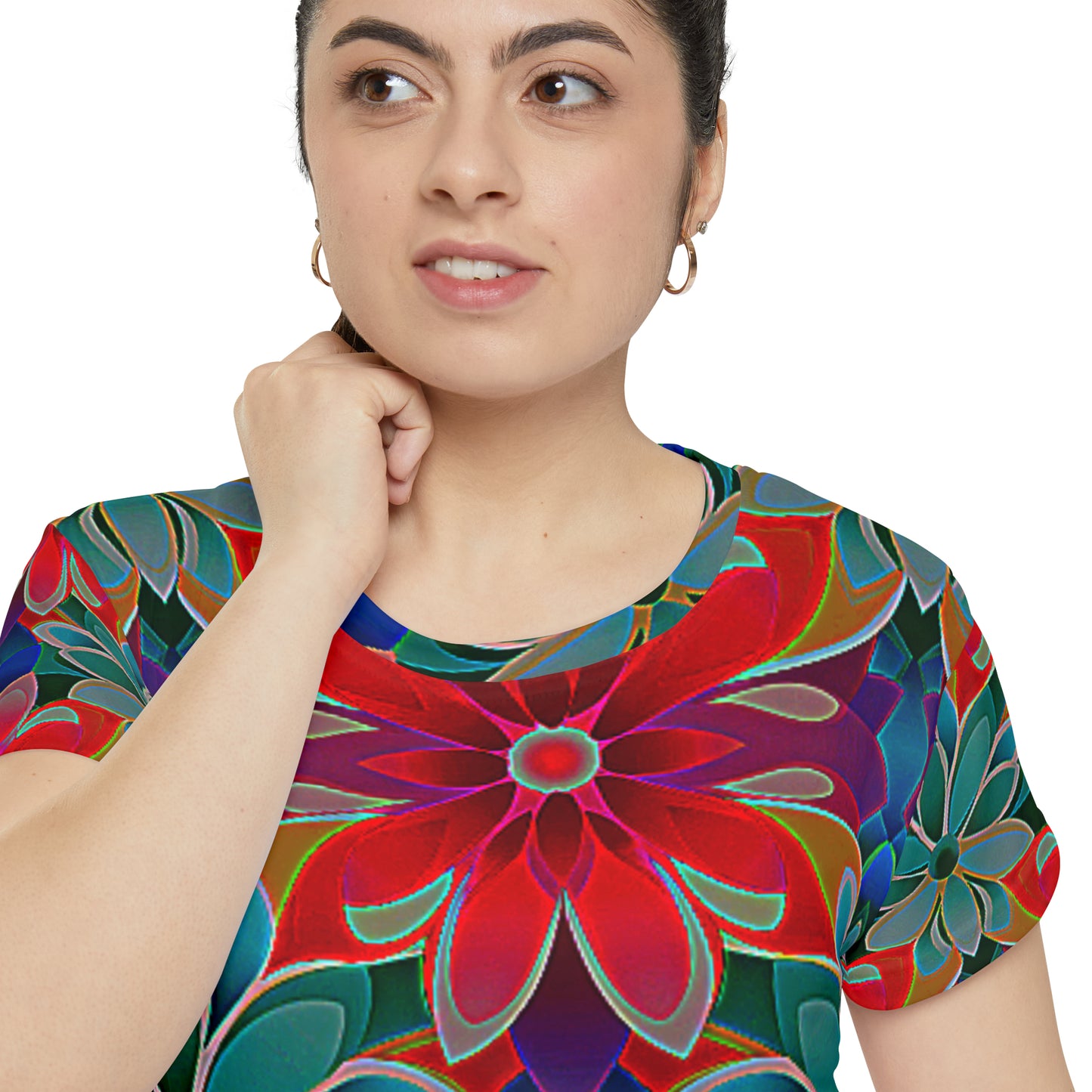 Red, Blue, & Green Flowers - Women's Short Sleeve Shirt