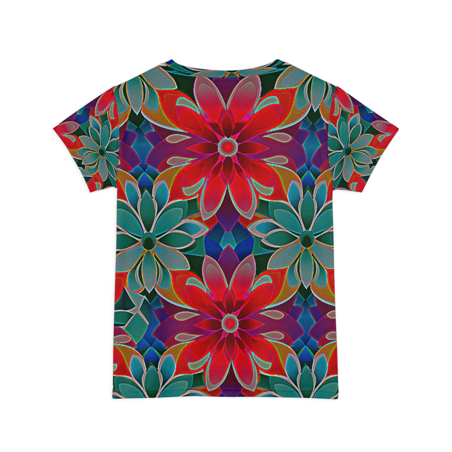 Red, Blue, & Green Flowers - Women's Short Sleeve Shirt