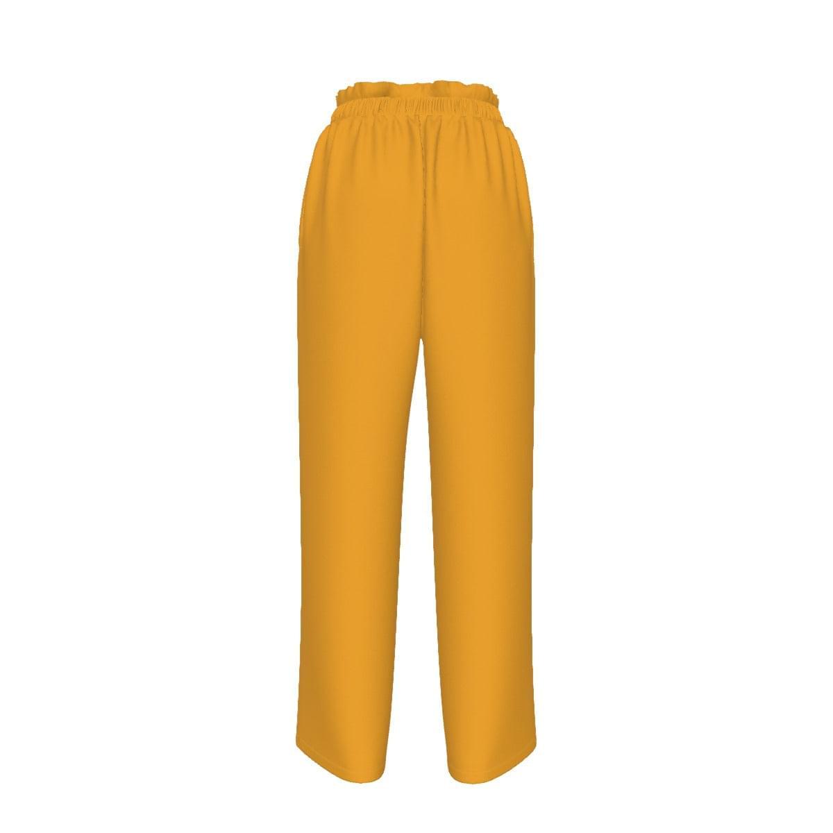 Yellow Women's Faux Silk Wide-Leg Pants