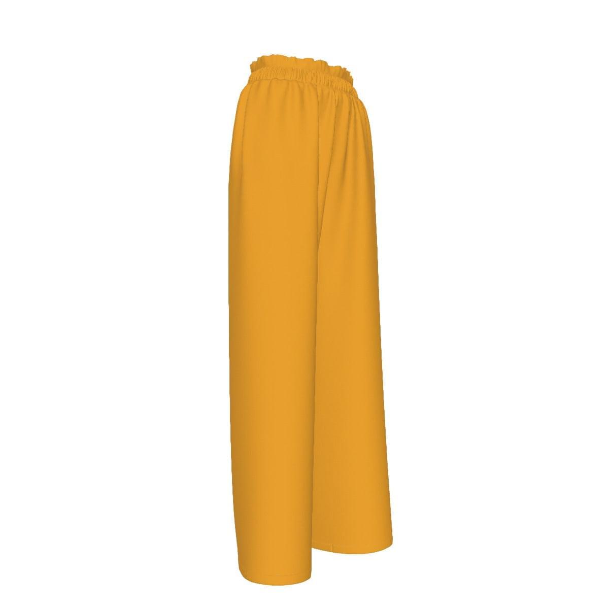 Yellow Women's Faux Silk Wide-Leg Pants