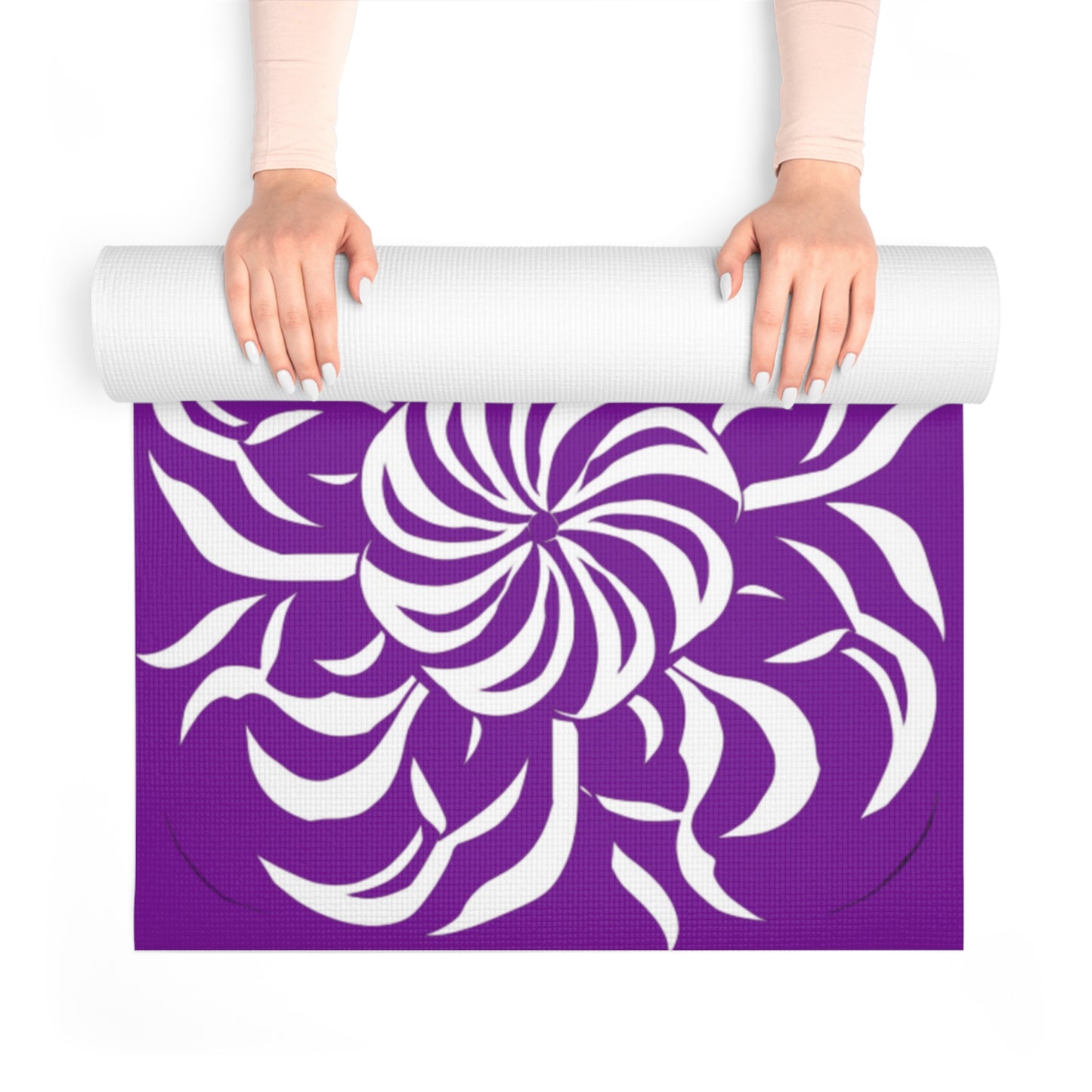 Purple and White Flowers - Foam Yoga Mat
