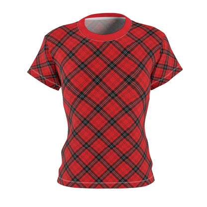 Red and Black Plaid Women's AOP Cut & Sew Tee