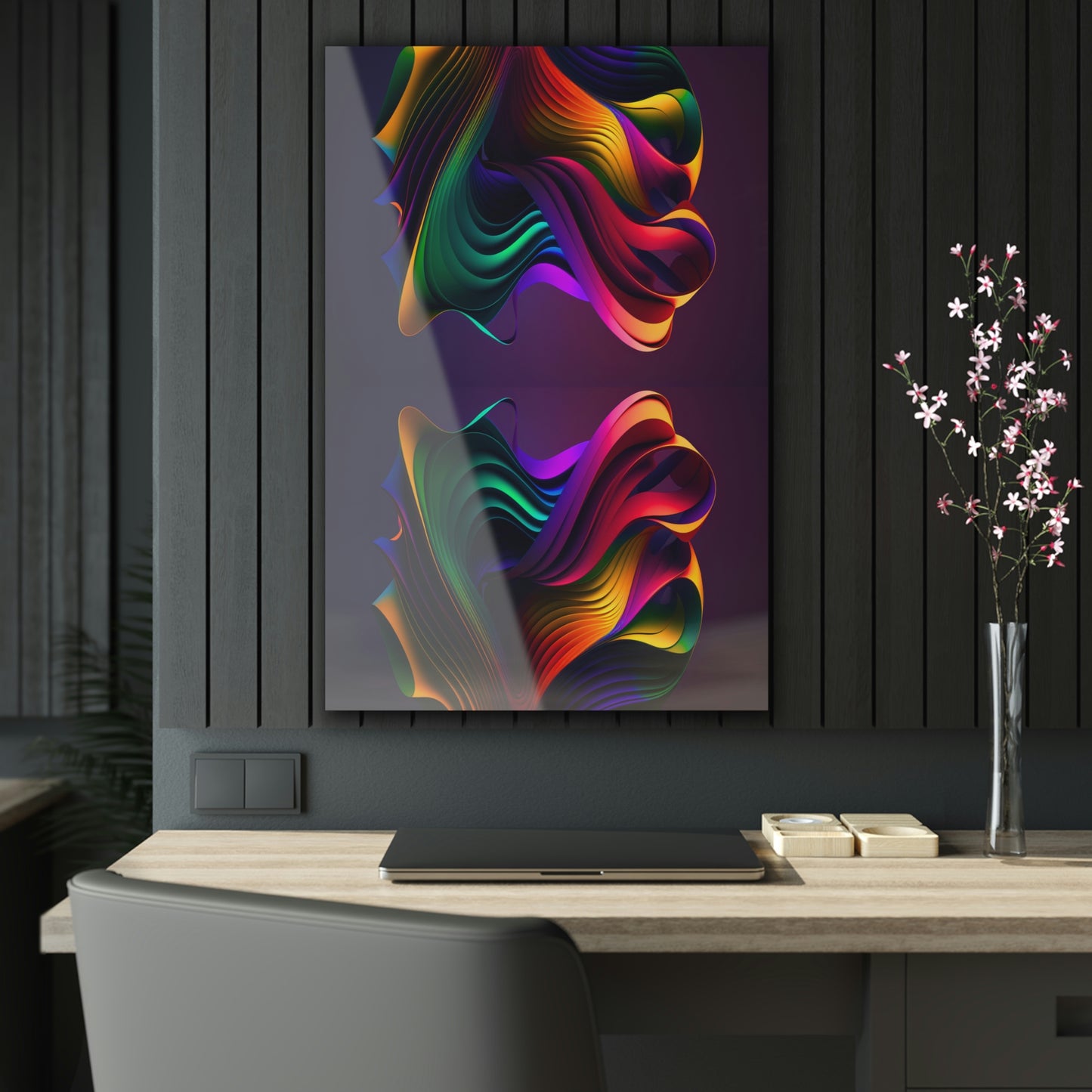 Rainbow Ribbon Sculpture Acrylic Prints