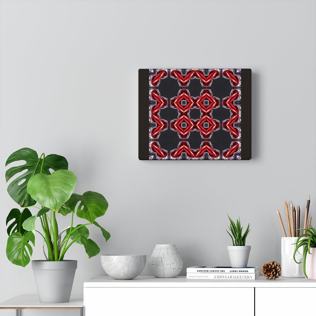 Red and Black Knotted Tapestry Print on Canvas Gallery Wraps