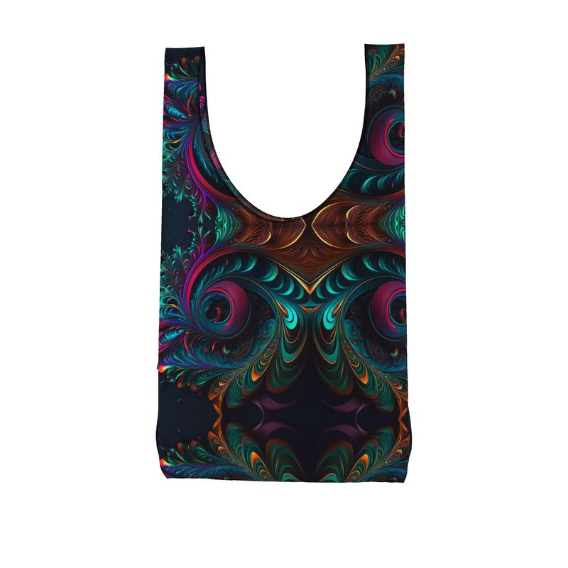 Gold, Pink, and Teal Plumes Parachute Shopping Bag