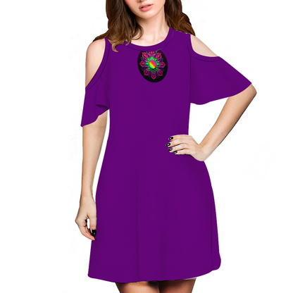 Purple Off The Shoulder Short Dress
