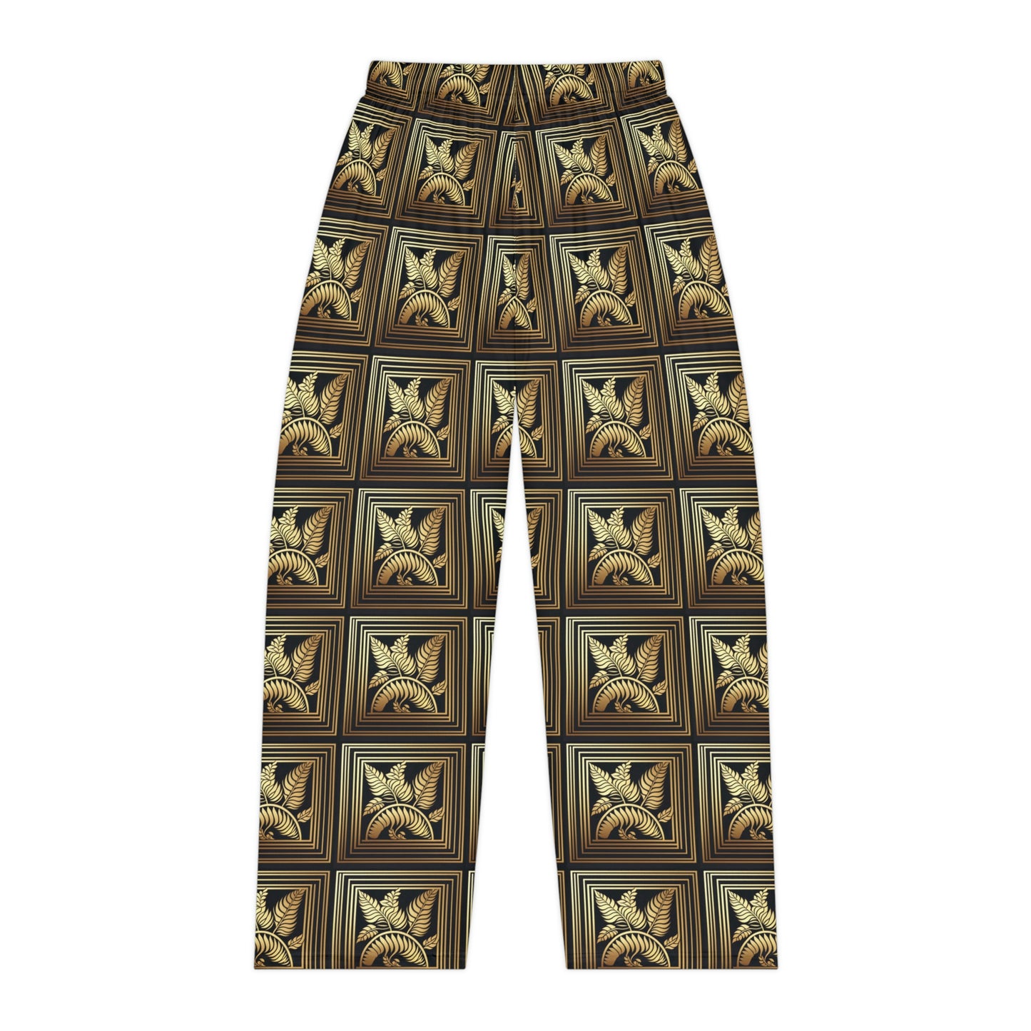 Black and Gold Leaves Women's Pants