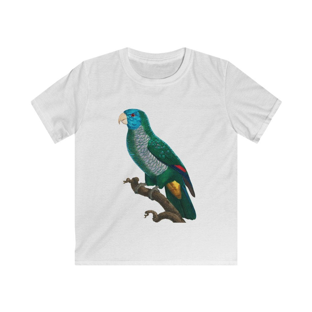Blue and Green Parrot Kids Softstyle Tee