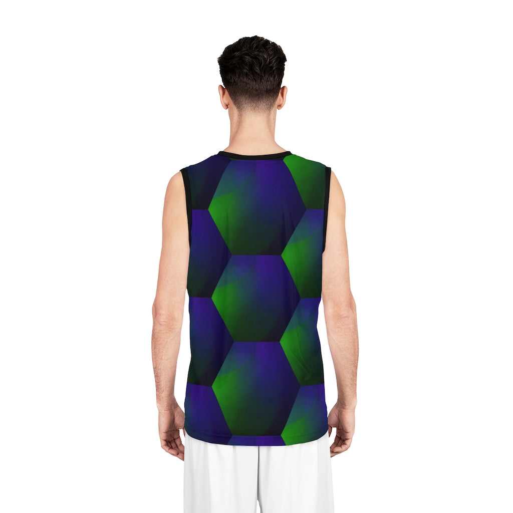 Green and Purple Hexagons - Basketball Jersey