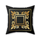 Black and Gold Squares and Ribbons Spun Polyester Square Pillow