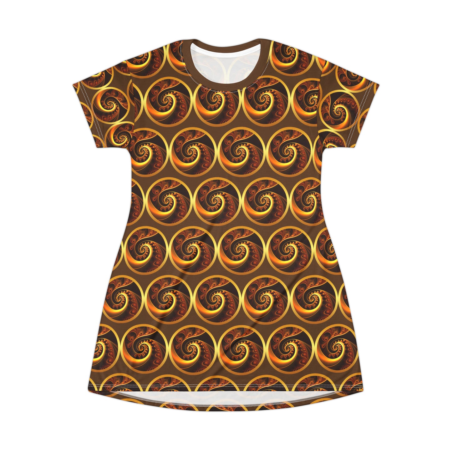 Gold Swirl T-Shirt Dress (AOP)