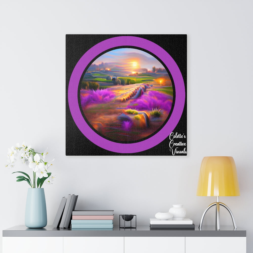 Lavender Hills with Setting Sun - Canvas Gallery Wrapped Prints
