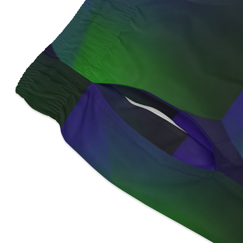 Green and Purple Hexagon - Swim Trunks