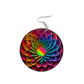 Rainbow Fractal Flowers - Wooden Earrings Ethnic Style