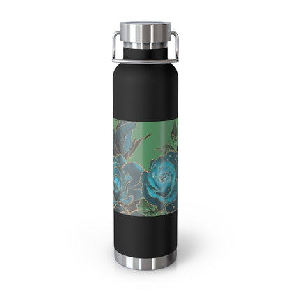 Teal Roses - Copper Vacuum Insulated Bottle, 22oz