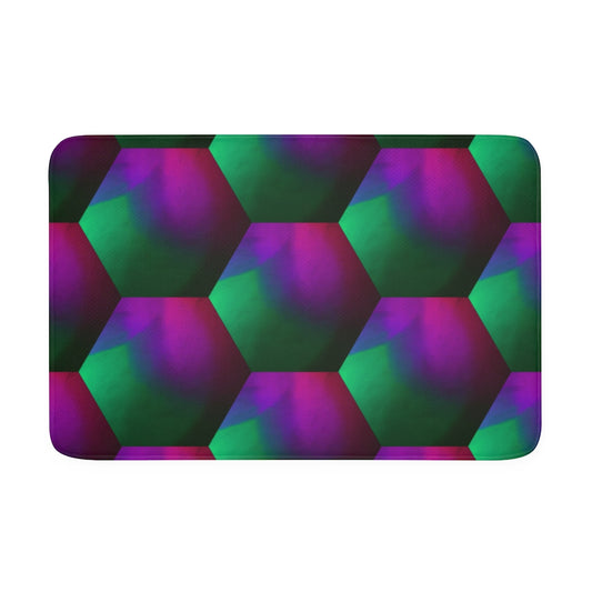 Green and Purple Hexagons - Memory Foam Bath Mat