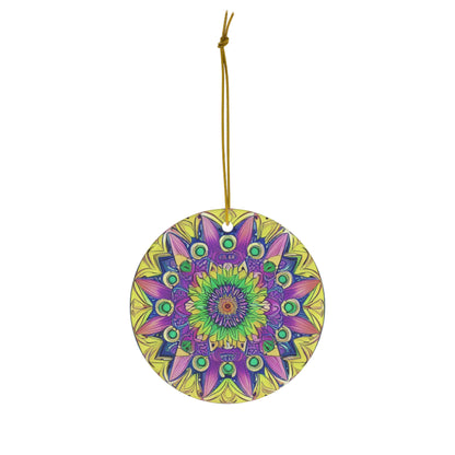 Yellow and Laavender Ceramic Ornament, 1-Pack