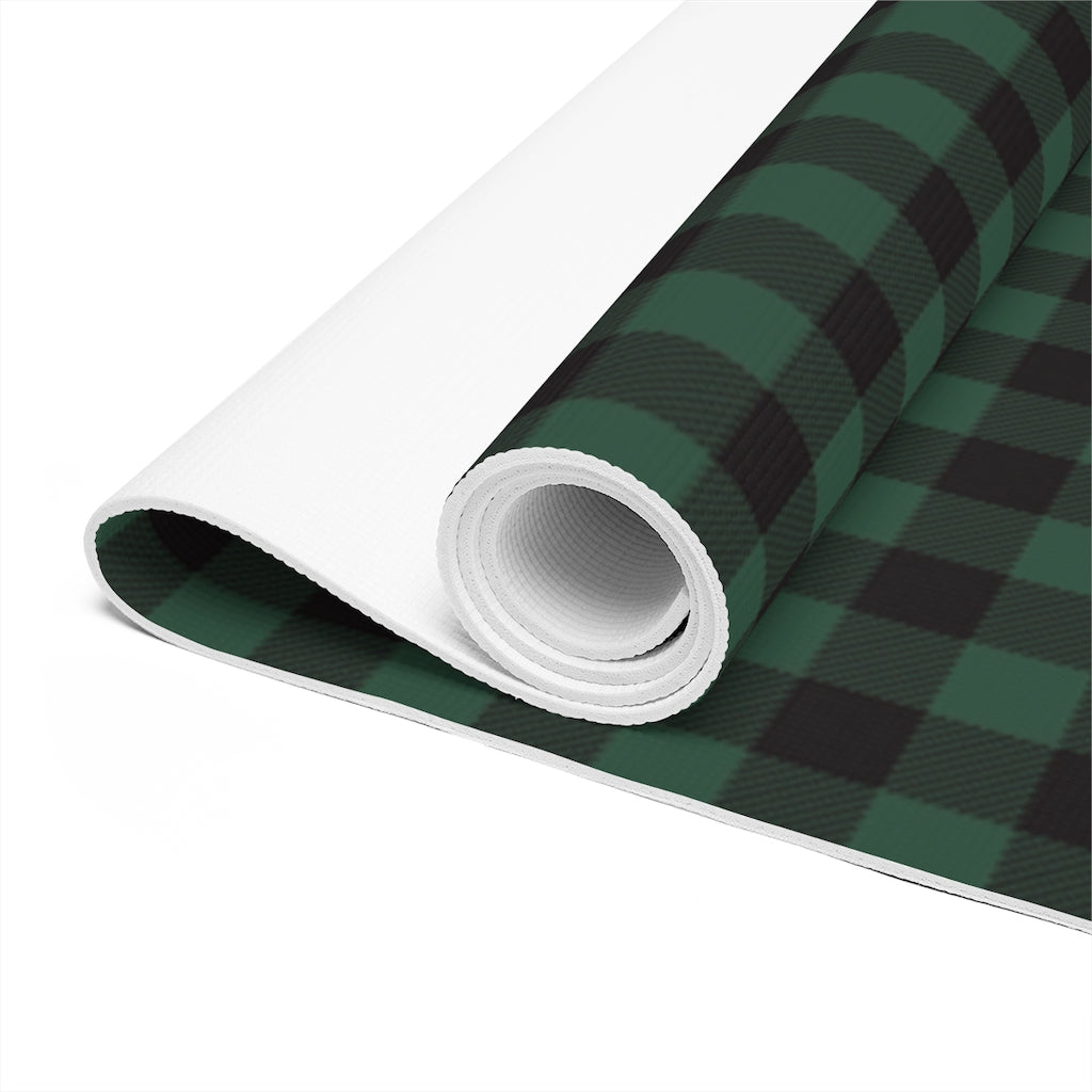 Dark Green Check - Foam Yoga Mat