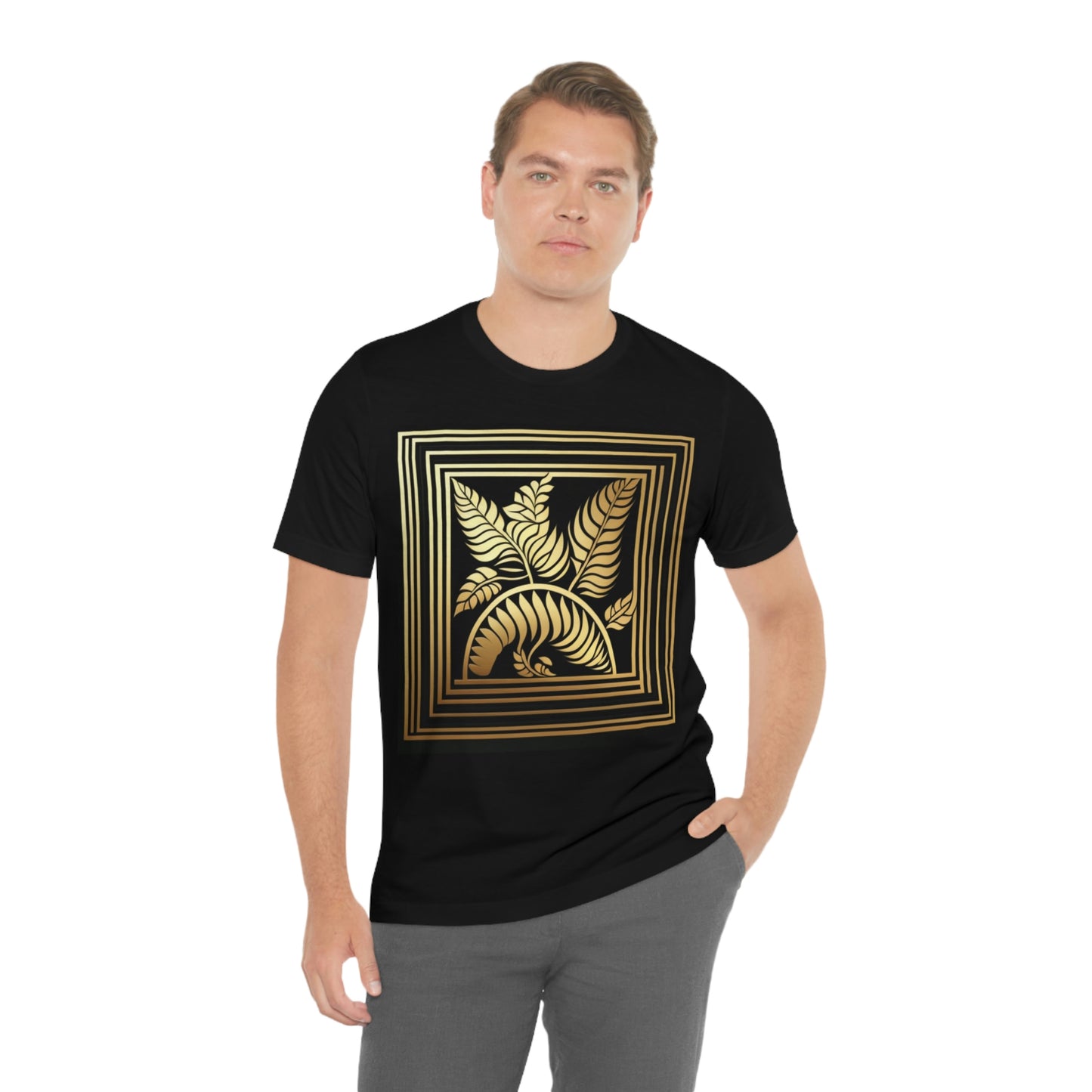 Black and Gold Leaves Jersey Short Sleeve Tee