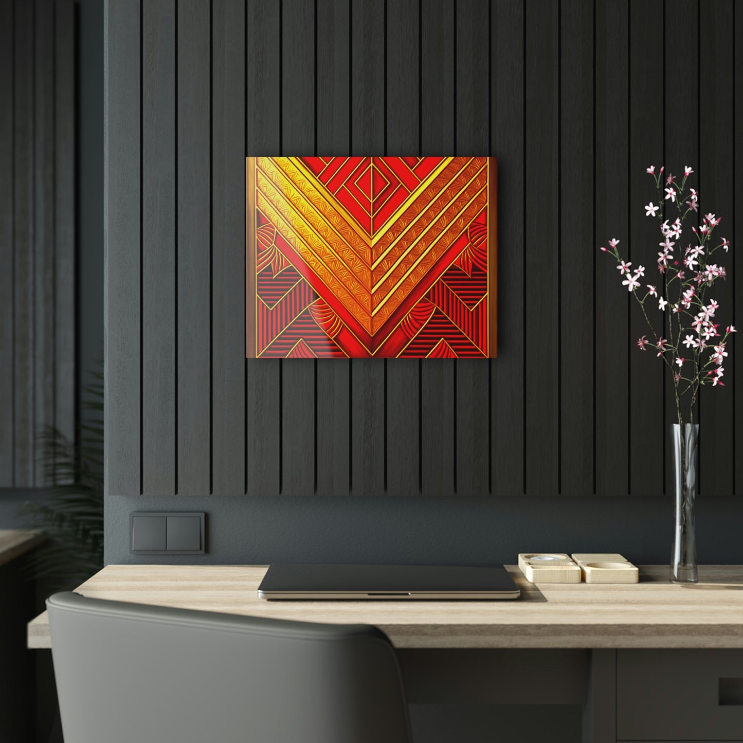 Red and Gold Triangles Acrylic Prints