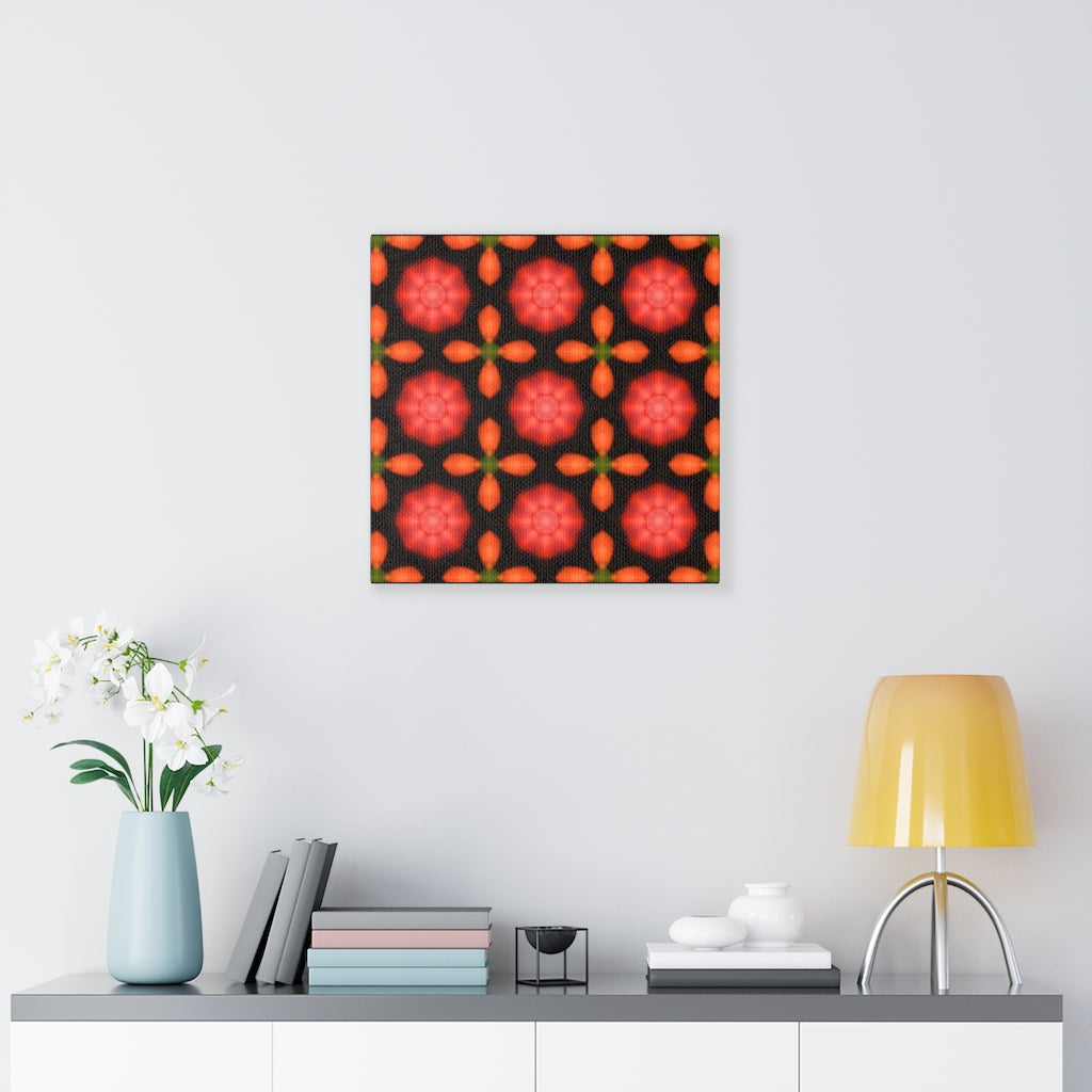 Red Flower Pattern Canvas Gallery Wrap Print