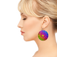 Rainbow Jeweled Mandala Wooden Earrings Ethnic Style
