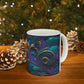 Blue and Gold Swirls Ceramic Mug 11oz
