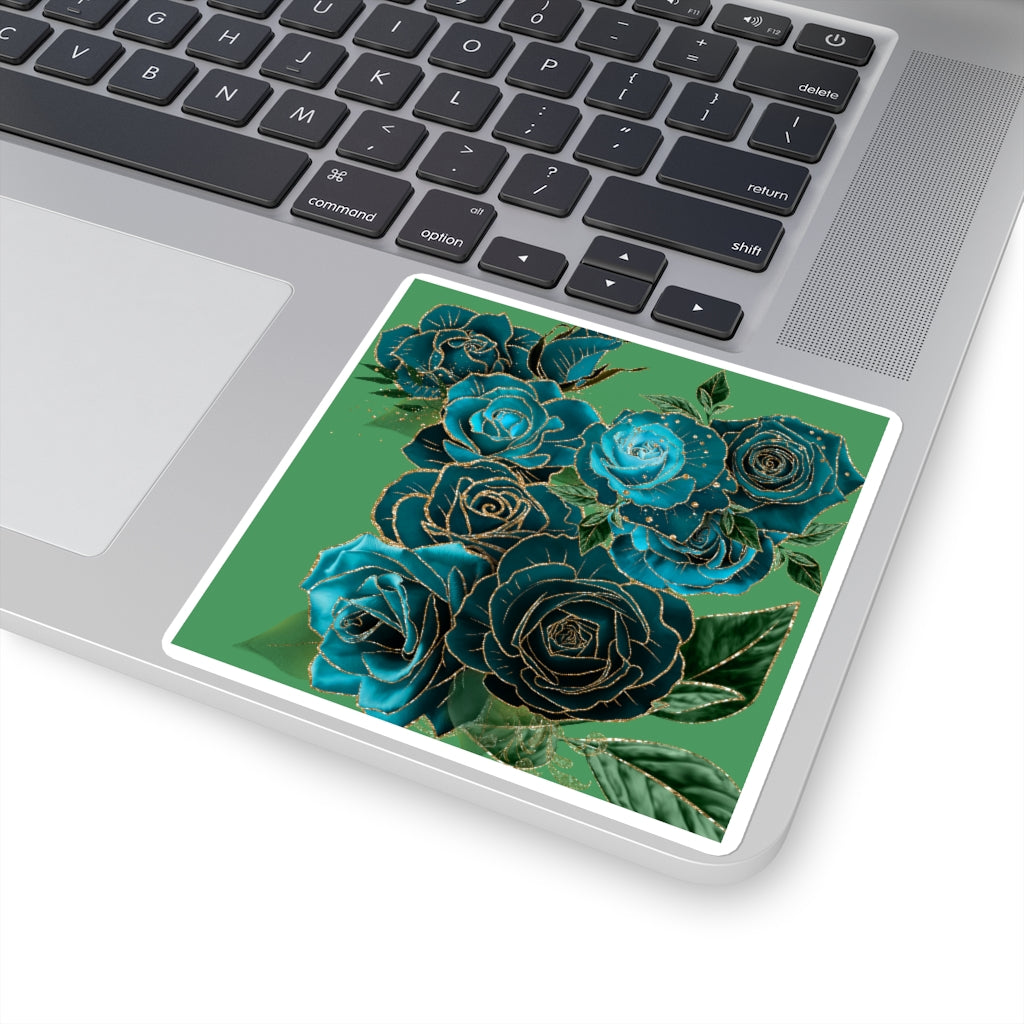 Teal Roses - Square Stickers