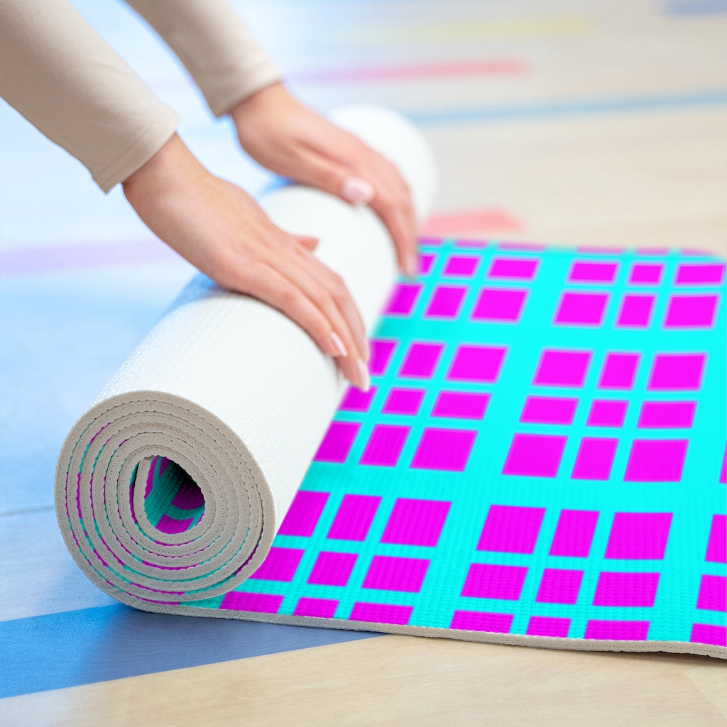 Pink and Blue Plaid - Foam Yoga Mat