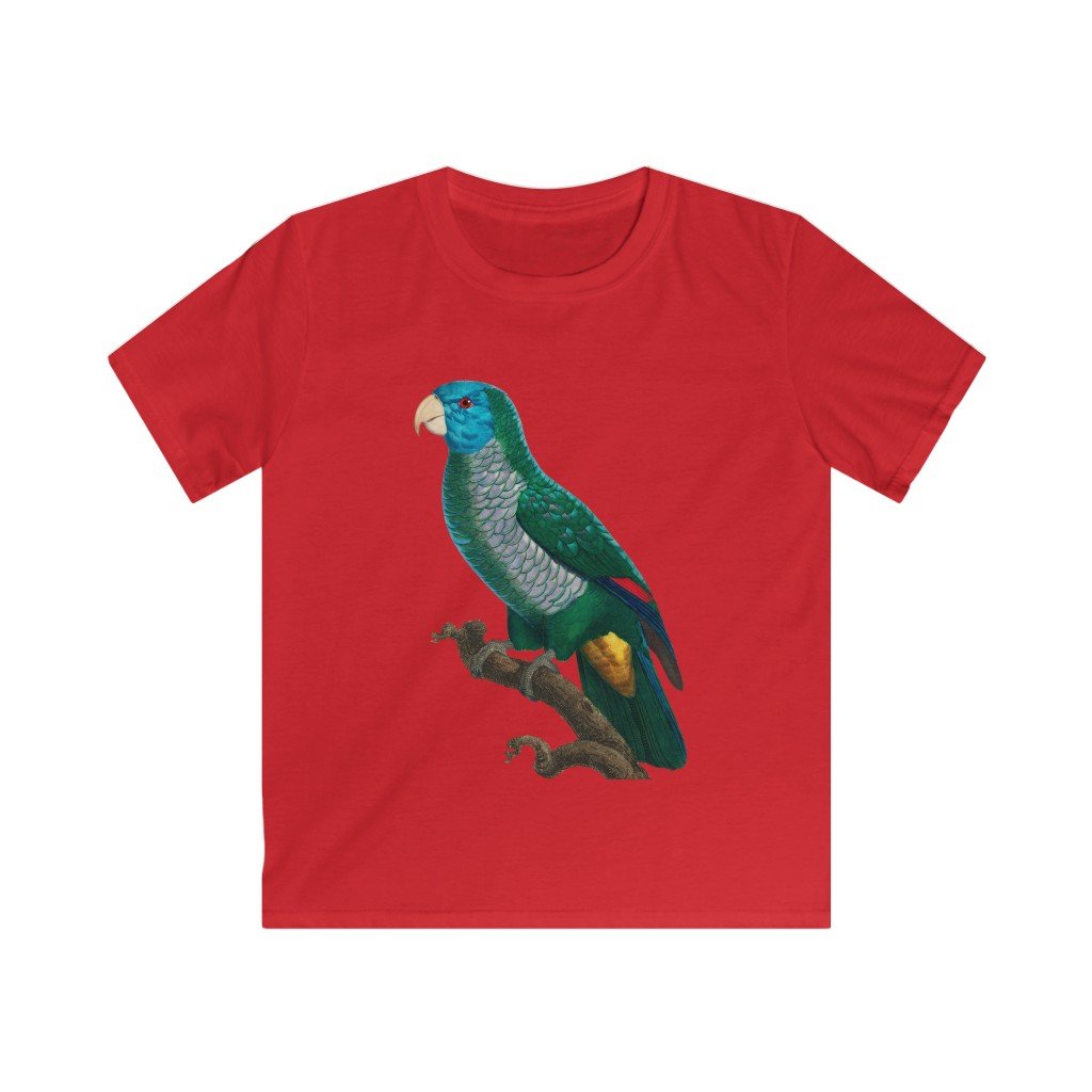 Blue and Green Parrot Kids Softstyle Tee