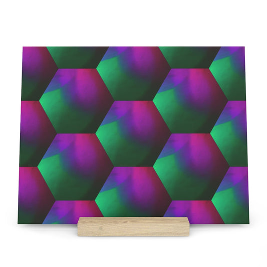 Green and Putple Hexagons - Gallery Board with Stand