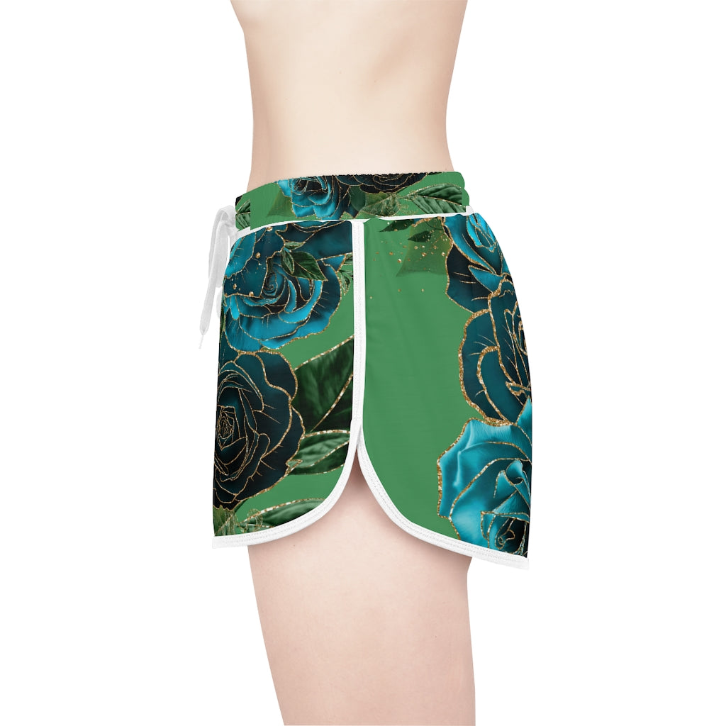 Teal Roses - Women's Relaxed Shorts (AOP)