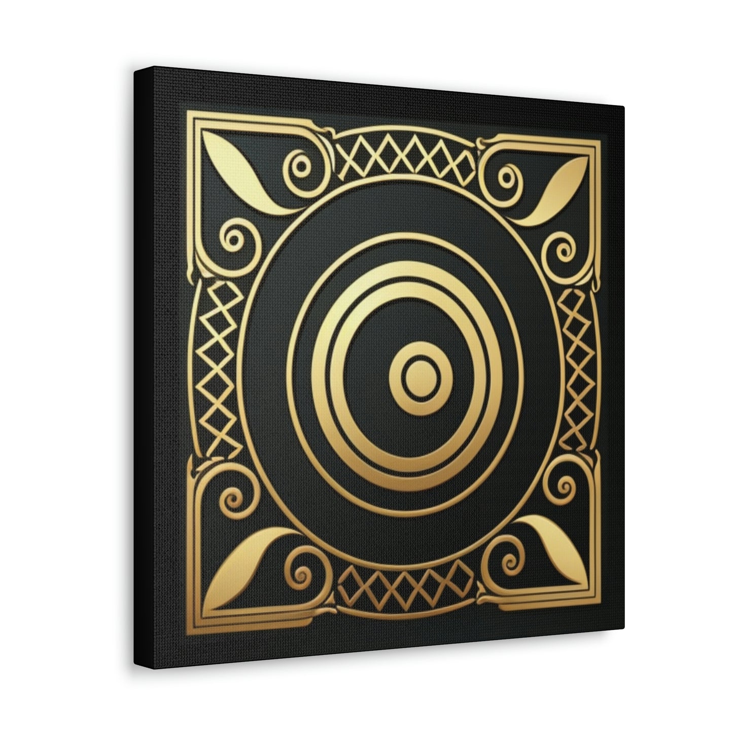 Black and Gold Circle/Square Canvas Gallery Wrapped Print