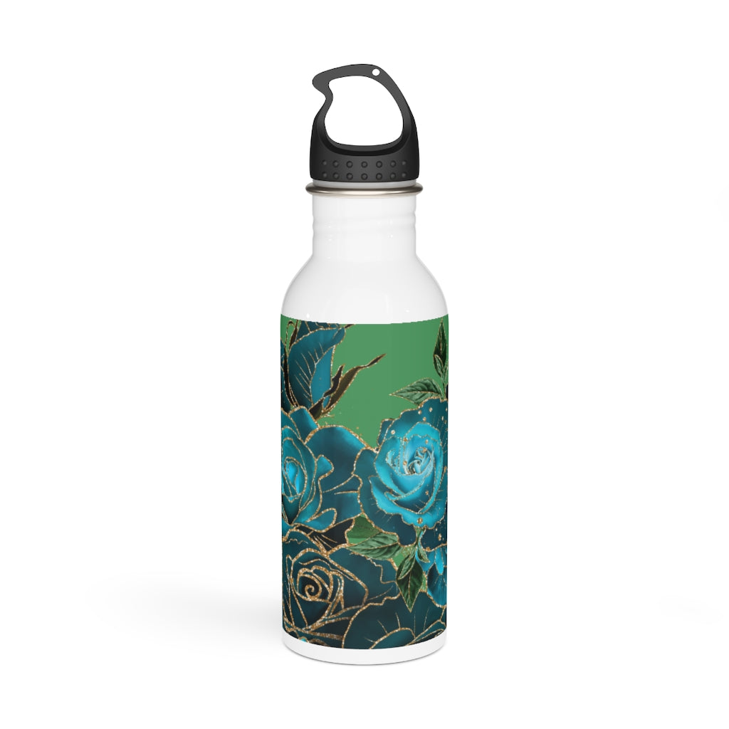 Teal Roses - Stainless Steel Water Bottle