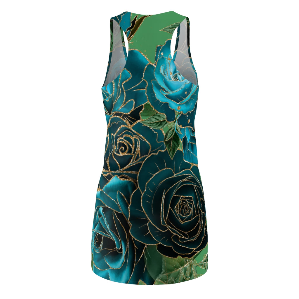 Teal Roses - Women's Cut & Sew Racerback Dress