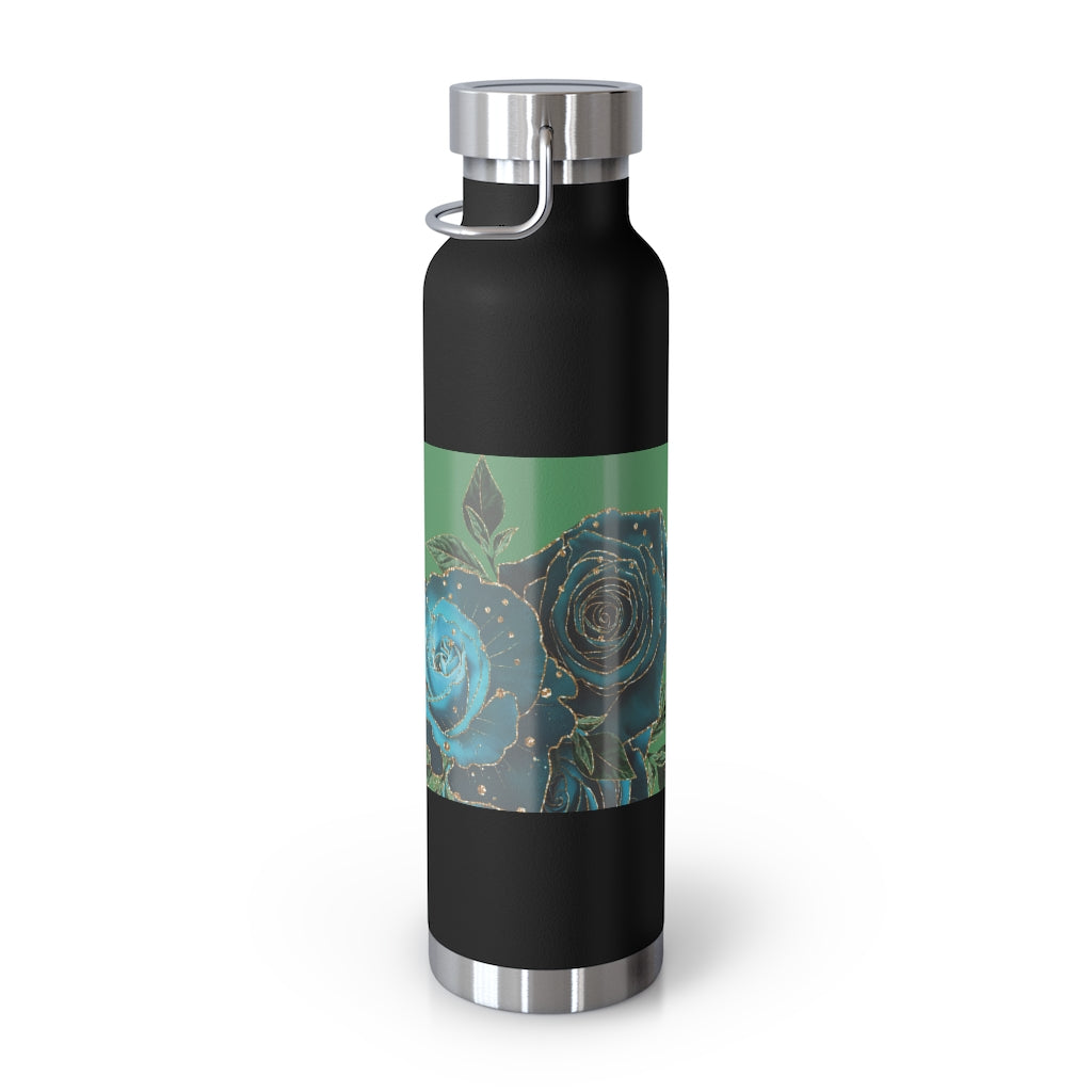 Teal Roses - Copper Vacuum Insulated Bottle, 22oz