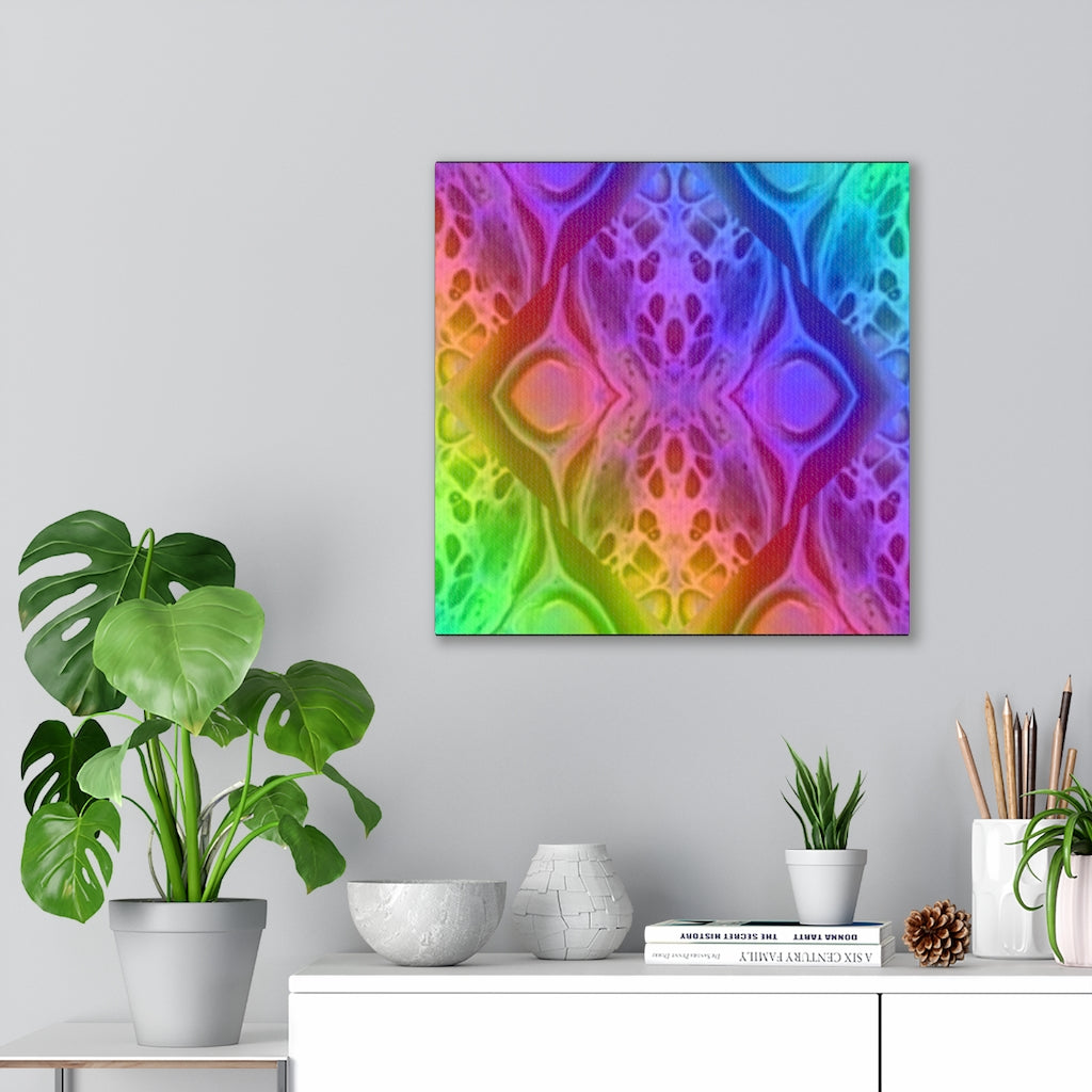 Multi-colored Abstract Curvy Diamond - Canvas Gallery Wrap Print